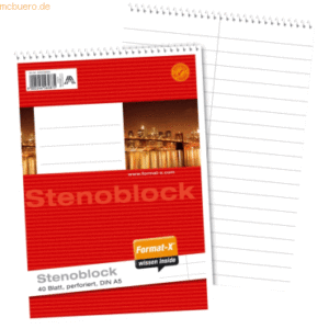 Format-X Stenoblock A5 70g/qm 40 Blatt liniert