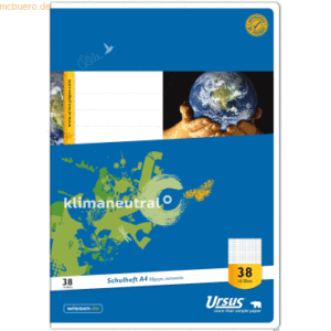 10 x Format-X Schulheft A4 Lineatur 38 kariert mit Rand perforiert 16