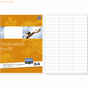 Format-X Vokabelheft A4 liniert mit 2 Mittelstrichen 40 Blatt