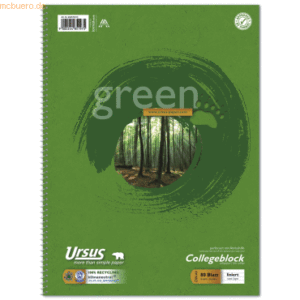 Ursus Kollegblock green A4 70g/qm liniert Lineatur 27 VE=80 Blatt