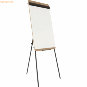 Franken Flipchart Design Dreibein Stahl/Holzoptik 2 ausklappbare Arme