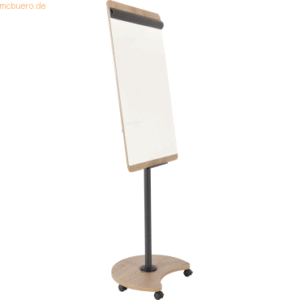 Franken Flipchart Mobil Design Stahl/Holzoptik 2 ausklappbare Arme