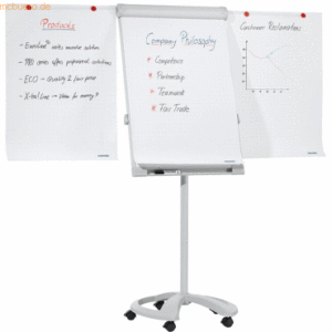 Franken Flipchart Deluxe Mobil 67x95cm rollbar hellgrau