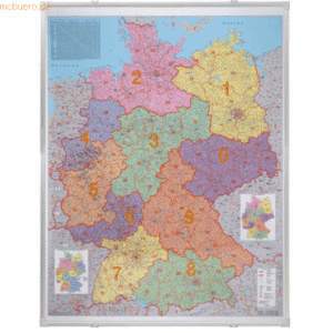 Franken Kartentafel Postleitzahlen Deutschland Pinntafel 1:750.000 100