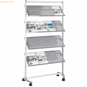 Franken Prospektregal PRO A4 970x1680x420mm silber 16 Ablagen