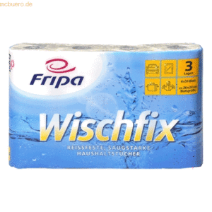 Fripa Küchenrolle Wischfix 3-lagig weiß 51 Blatt VE=4 Stück