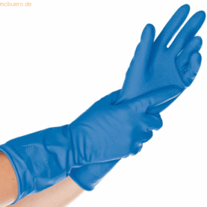 10 x HygoStar Haushalts-Handschuh Latex Bettina Soft L 30cm blau VE=12
