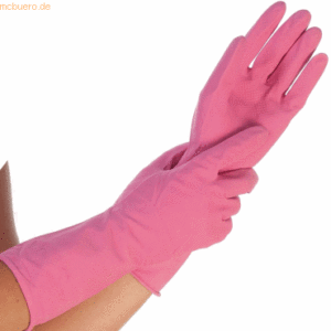 12 x HygoStar Haushalts-Handschuh Latex Bettina L 30cm pink VE=12 Paar