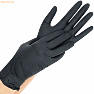 10 x Hygonorm Nitril-Handschuh Safe Fit puderfrei M 24cm schwarz VE=20
