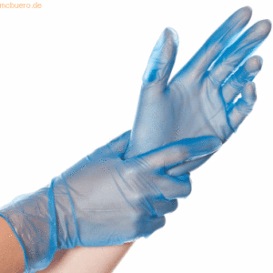 10 x HygoStar Vinyl-Handschuh Ideal puderfrei M 24cm blau VE=100 Stück