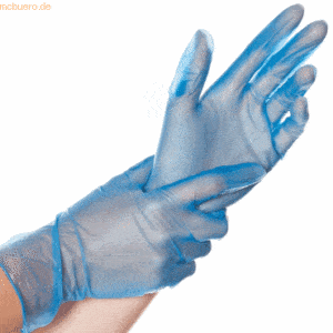 10 x HygoStar Vinyl-Handschuh Classic gepudert L 24cm blau VE=100 Stüc