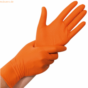 10 x HygoStar Nitril-Handschuh Power Grip puderfrei M 24cm orange VE=5