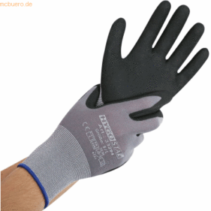 10 x HygoStar Nylon-Feinstrick-Handschuh Ergo Flex L/9 grau-schwarz VE