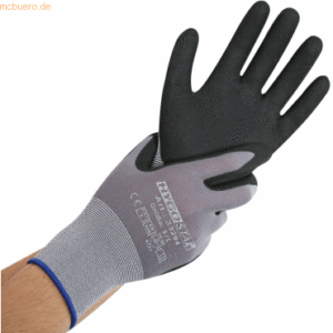 10 x HygoStar Nylon-Feinstrick-Handschuh Ergo Flex M/8 grau-schwarz VE