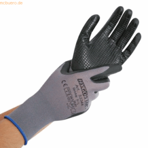 10 x HygoStar Nylon-Feinstrick-Handschuh Ergo Flex mit Noppen L/9 grau