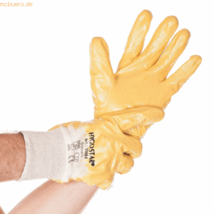10 x HygoStar Baumwoll-Handschuh Nitril Grip L/9 gelb VE=12 Paar