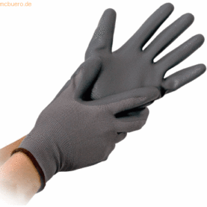 10 x HygoStar Nylon-Feinstrick-Handschuh Black Ace M/8 grau VE=12 Paar