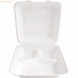 10 x NatureStar Einweg-Lunchbox 3-geteilt 23x23cm VE=25 Stück weiß