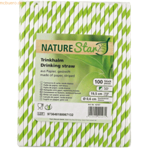 50 x NatureStar Papier-Trinkhalme 6x197mm VE=100 Stück grün-weiß