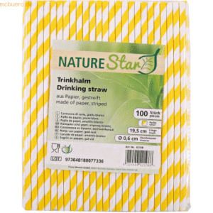 50 x NatureStar Papier-Trinkhalme 6x197mm VE=100 Stück gelb-weiß