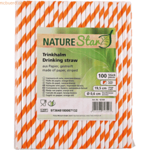 50 x NatureStar Papier-Trinkhalme 6x197mm VE=100 Stück orange-weiß
