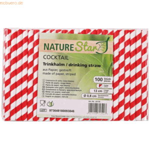 40 x NatureStar Papier-Trinkhalme Cocktail 8x130mm VE=100 Stück rot-we