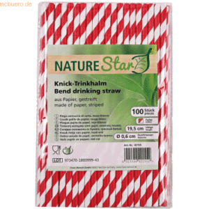 50 x NatureStar Papier-Trinkhalme Flex 6x197mm VE=100 Stück rot-weiß g