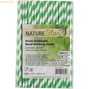 50 x NatureStar Papier-Trinkhalme Flex 6x197mm VE=100 Stück grün-weiß