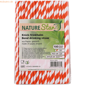 50 x NatureStar Papier-Trinkhalme Flex 6x197mm VE=100 Stück orange-wei