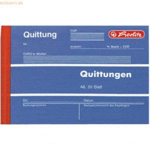 10 x Herlitz Formularbuch Quittungsblock A6 VE=50 Blatt