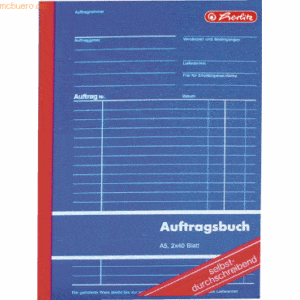 5 x Herlitz Formularbuch Auftragsbuch A5 selbstdurchschreibend VE=2x40