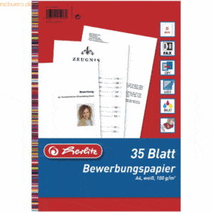 5 x Herlitz Bewerbungspapier A4 100g/qm weiß VE=35 Blatt