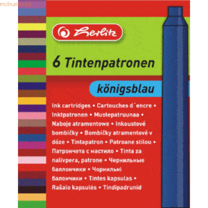 6 x Herlitz Tintenpatrone blau VE=12 Stück