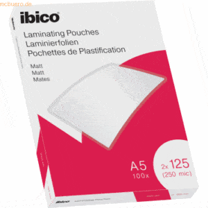 Ibico Laminierfolie für A5 125 Micron matt VE=100 Stück farblos
