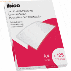 Ibico Laminierfolie für A4 125 Micron selbstklebend VE=100 Stück farbl