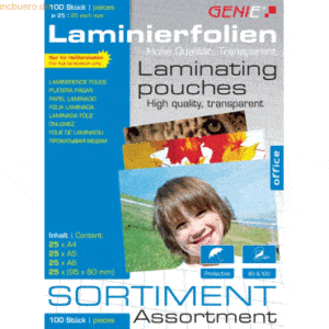Genie Laminiertaschen je 25 Stück A4/A5/A6/Visitenkarten 95x60mm