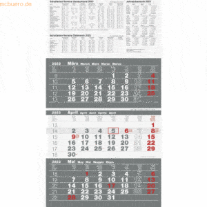 Glocken 3-Monatskalender 30x54cm 3-farbig Kalendarium 2023