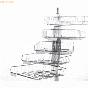 Grieshaber Briefablagen-Tischdrehständer 5 Körbe entnehmbar chrom