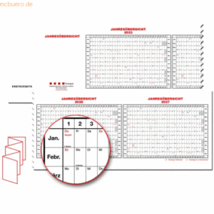 Güss Langzeitjahresübersicht A5 auf 8x15cm gefalzt für 5 Jahre