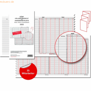 Güss Urlaubs-/Anwesenheitsliste 30x234cm für 35 Mitarbeiter Kalendariu