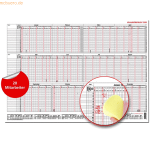 Güss Urlaubsübersicht 60x42cm 20 Mitarbeiter mit Beschichtung 2023