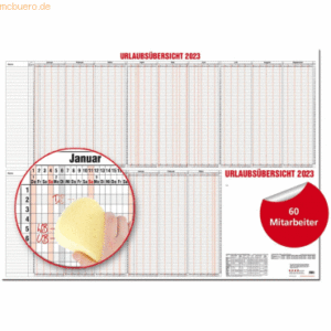 Güss Urlaubsübersicht 120x80cm für 60 Mitarbeiter abwischbar 2023