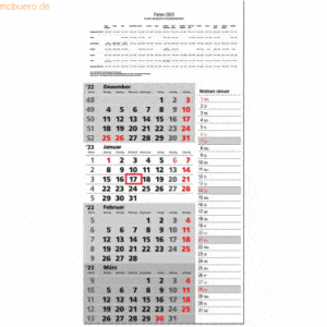 Güss 4-Monatskalender 30x53cm 2-farbig Kalendarium 2023
