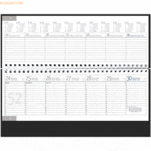 Güss Schreibtischquerkalender 1 Woche auf 2 Seiten schwarz Kalendarium
