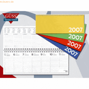 5 x Güss Schreibtischquerkalender 1 Woche auf 2 Seiten Kalendarium 202