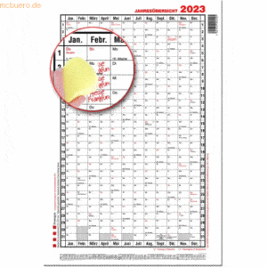 Güss Jahresübersicht A1 hoch 12 Monate abwischbar Kalendarium 2023