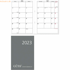 Güss Monatsübersicht 15x21cm 1 Monat/2 Seiten Softcover schwarz 2023