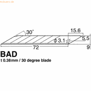 NT Cutter-Klingen BAD 21P 9mm VE=10 Stück