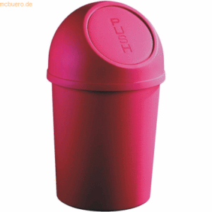 6 x Helit Abfallbehälter 13l Kunststoff mit Push-Deckel rot