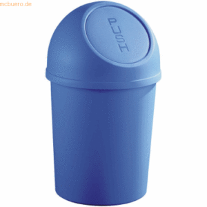 6 x Helit Abfallbehälter 13l Kunststoff mit Push-Deckel blau